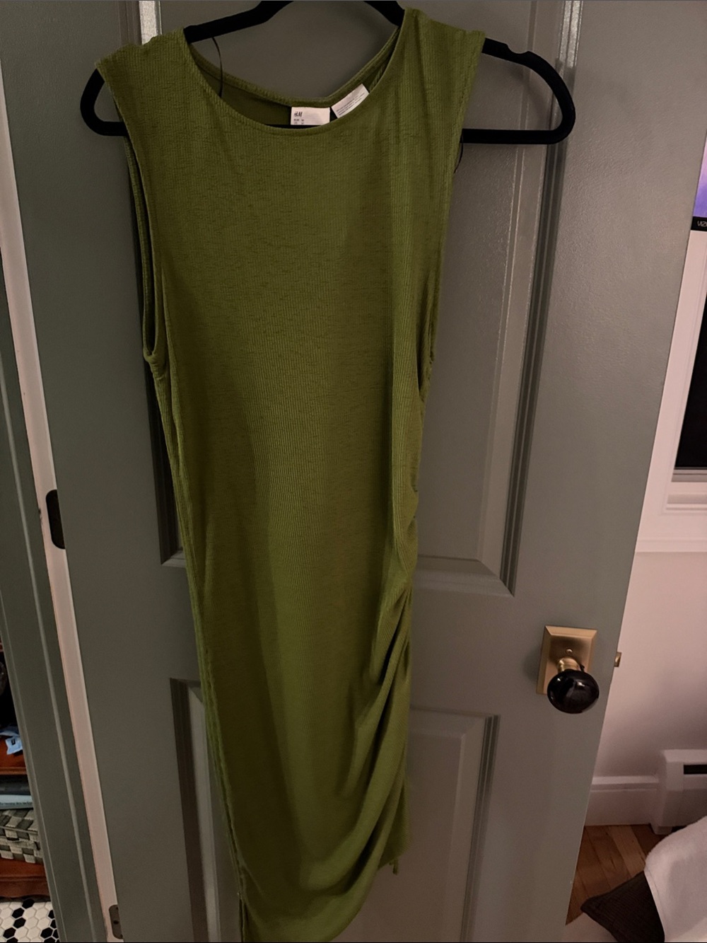 H&M Olive Sleeveless Midi Dress